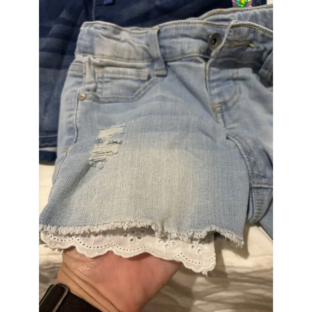 Members Mark 7/8 cotton spandex stretch blue denim jean shorts euc comfortable